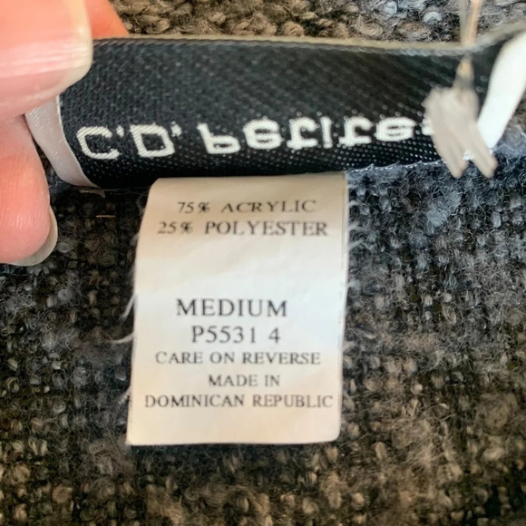 Vintage C.O. Petites Grey Cardigan with built in dark grey Tank, metal clasps - Picture 3 of 7